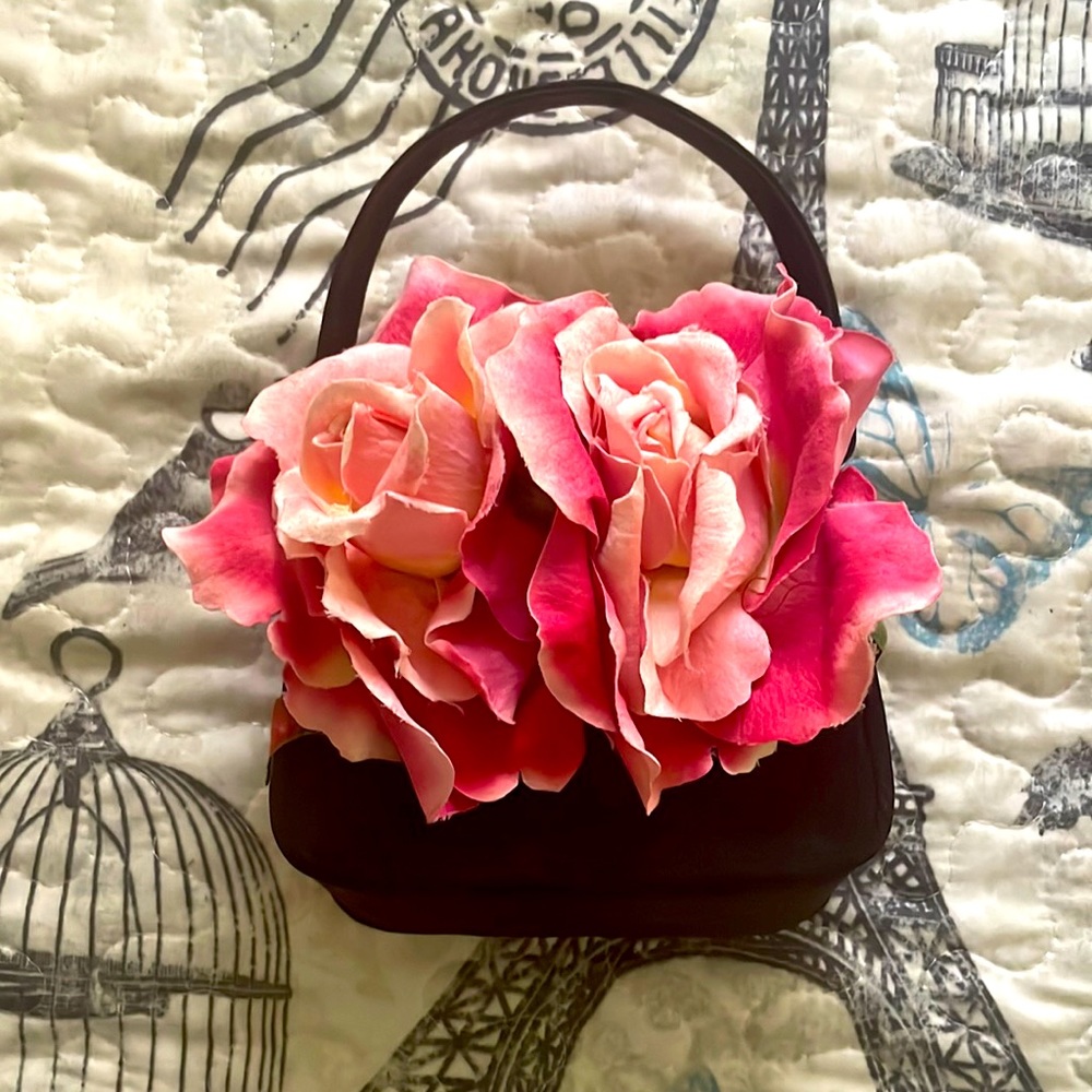 Poetry Silk Flower Evening bag w/ long strap